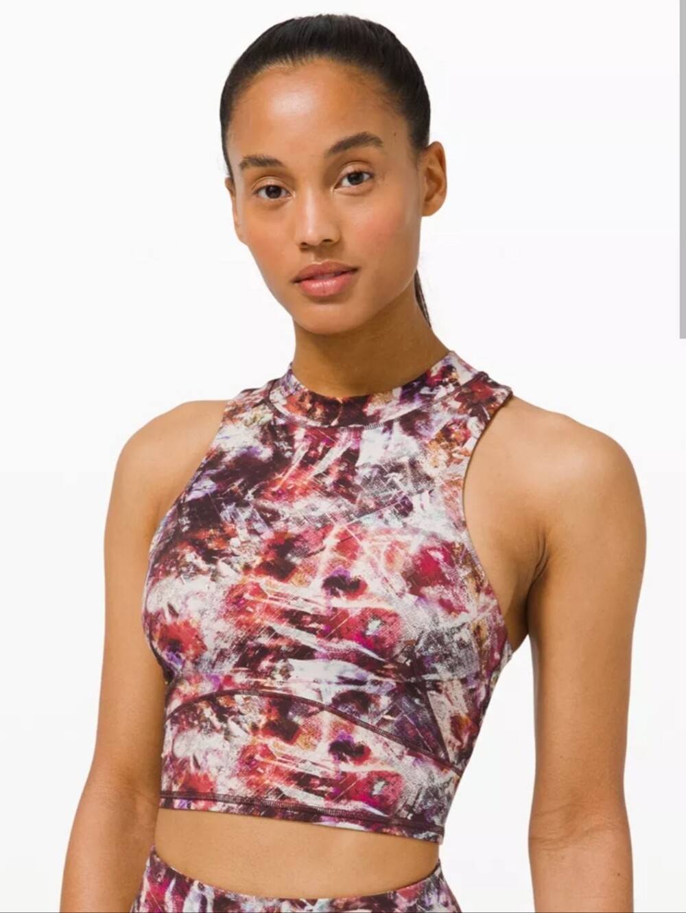 Size 8 Lululemon Everlux & Mesh Cropped Tank.  15" PTP. Built In Shelf Liner.